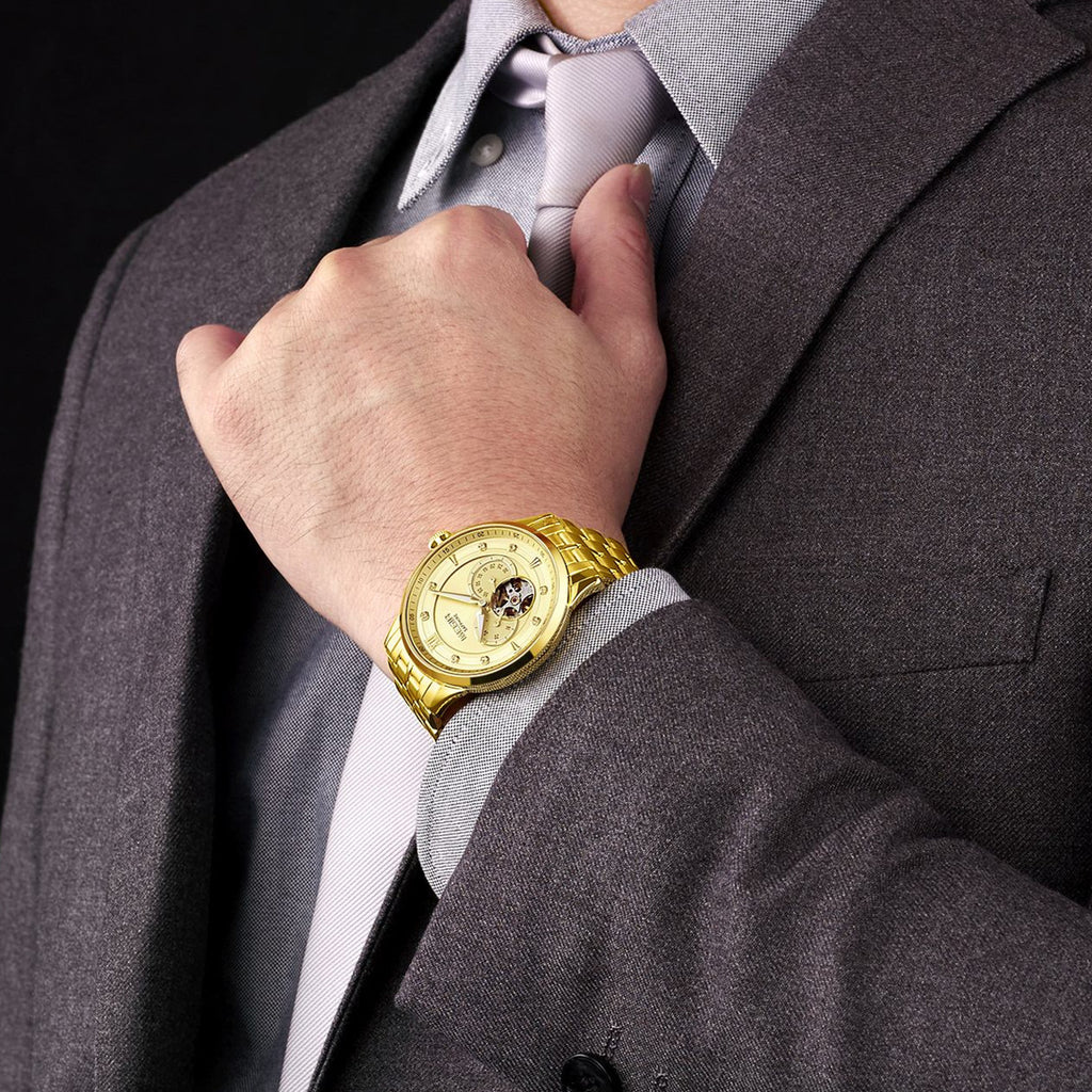 MEGIR Luxury Men Watches Stainless Steel Automatic Mechanical Watch Sapphire Steel Case Business WristWatch Montre Homme 62053