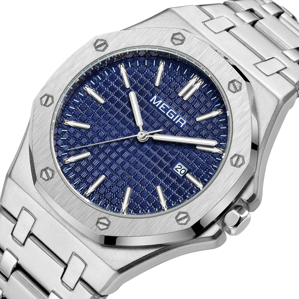 MEGIR Stainless Steel Bracelet Watch for Men Luxury Business Casual Watches Waterproof Calendar Quartz Wristwatch Men Gift Clock 1085-9