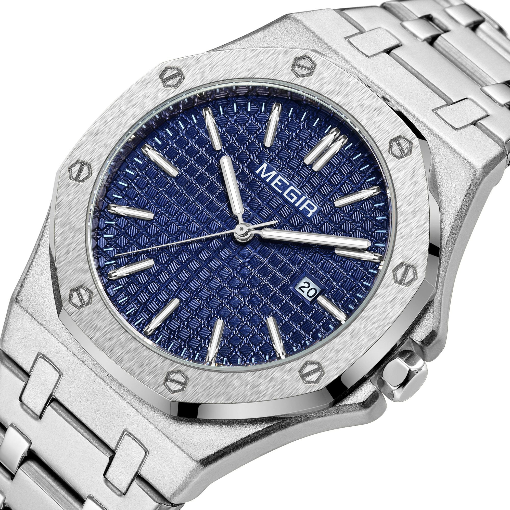 MEGIR Stainless Steel Bracelet Watch for Men Luxury Business Casual Watches Waterproof Calendar Quartz Wristwatch Men Gift Clock 1085-9