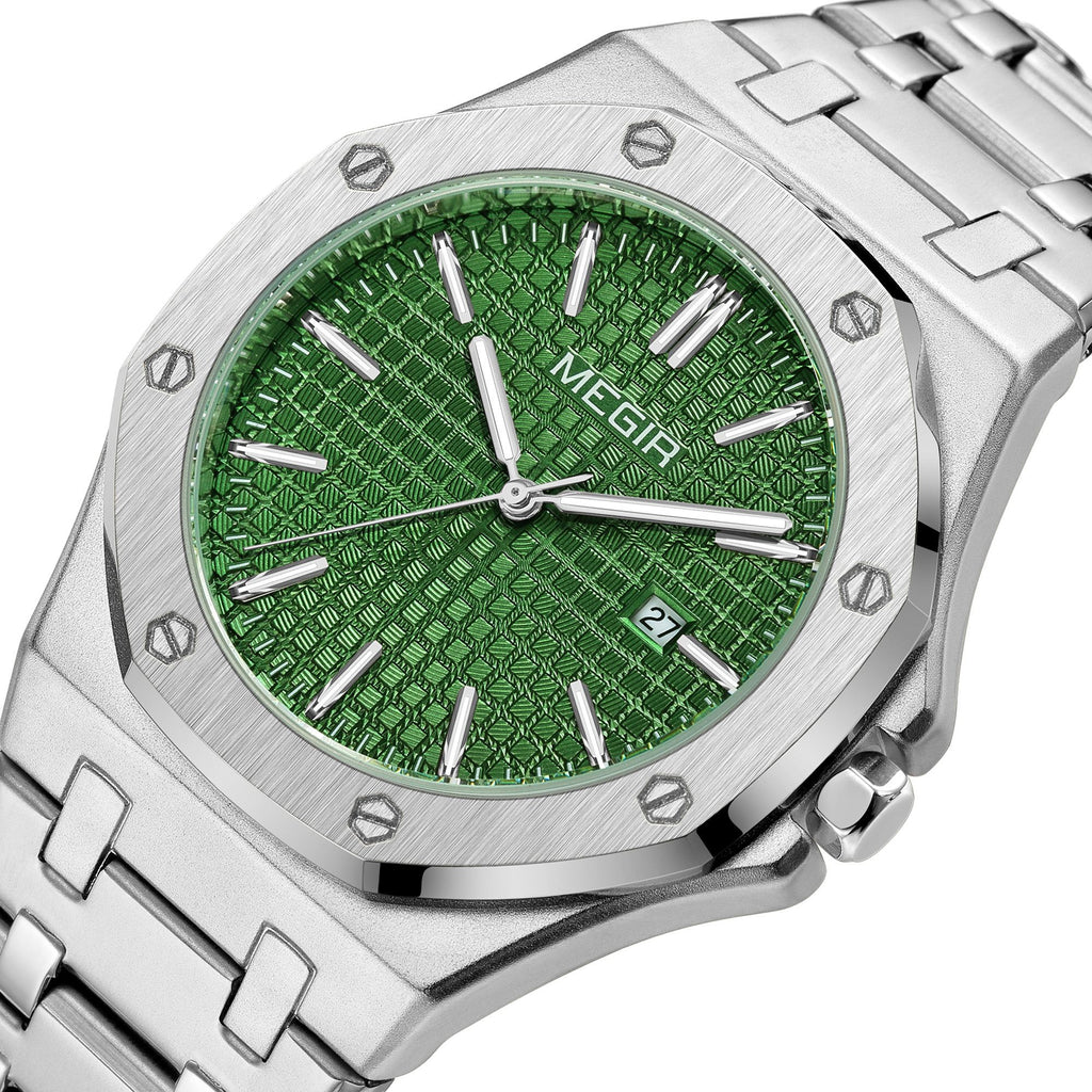 MEGIR Stainless Steel Bracelet Watch for Men Luxury Business Casual Watches Waterproof Calendar Quartz Wristwatch Men Gift Clock 1085-10