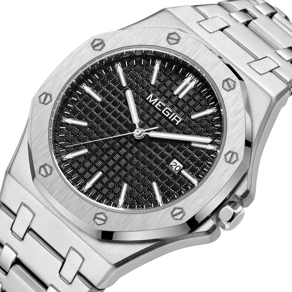 MEGIR Stainless Steel Bracelet Watch for Men Luxury Business Casual Watches Waterproof Calendar Quartz Wristwatch Men Gift Clock 1085-11