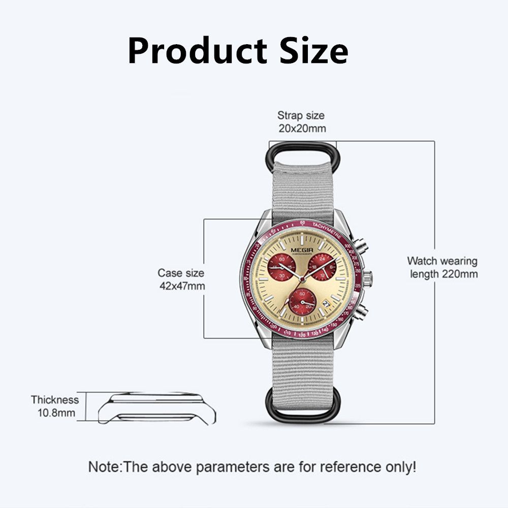 MEGIR Fashion Brand Men Wristwatches Military Sport Watches Canvas Strap Waterproof Chronograph Clock Gift for Men Montre Homme 2247-6
