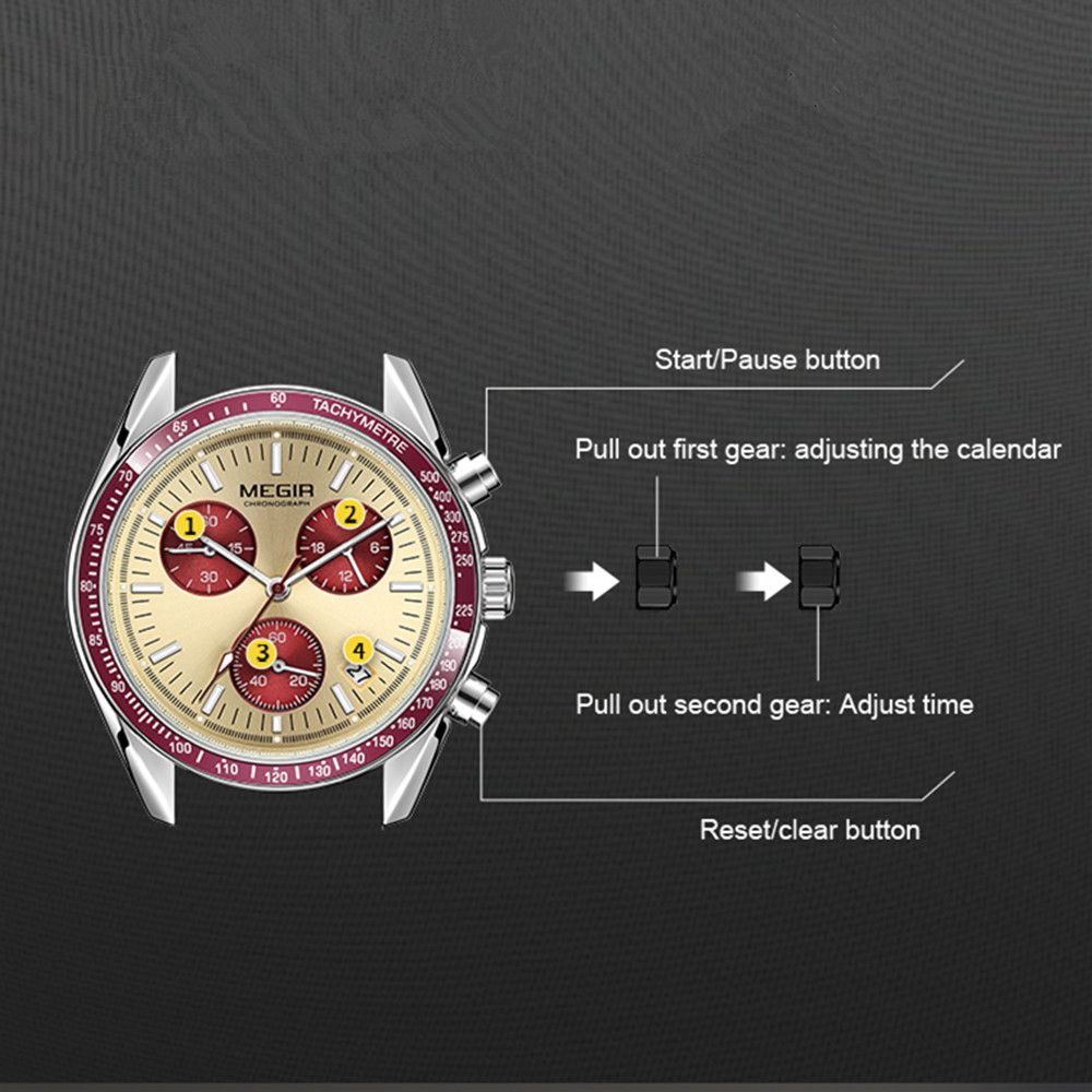 MEGIR Fashion Brand Men Wristwatches Military Sport Watches Canvas Strap Waterproof Chronograph Clock Gift for Men Montre Homme 2247-4