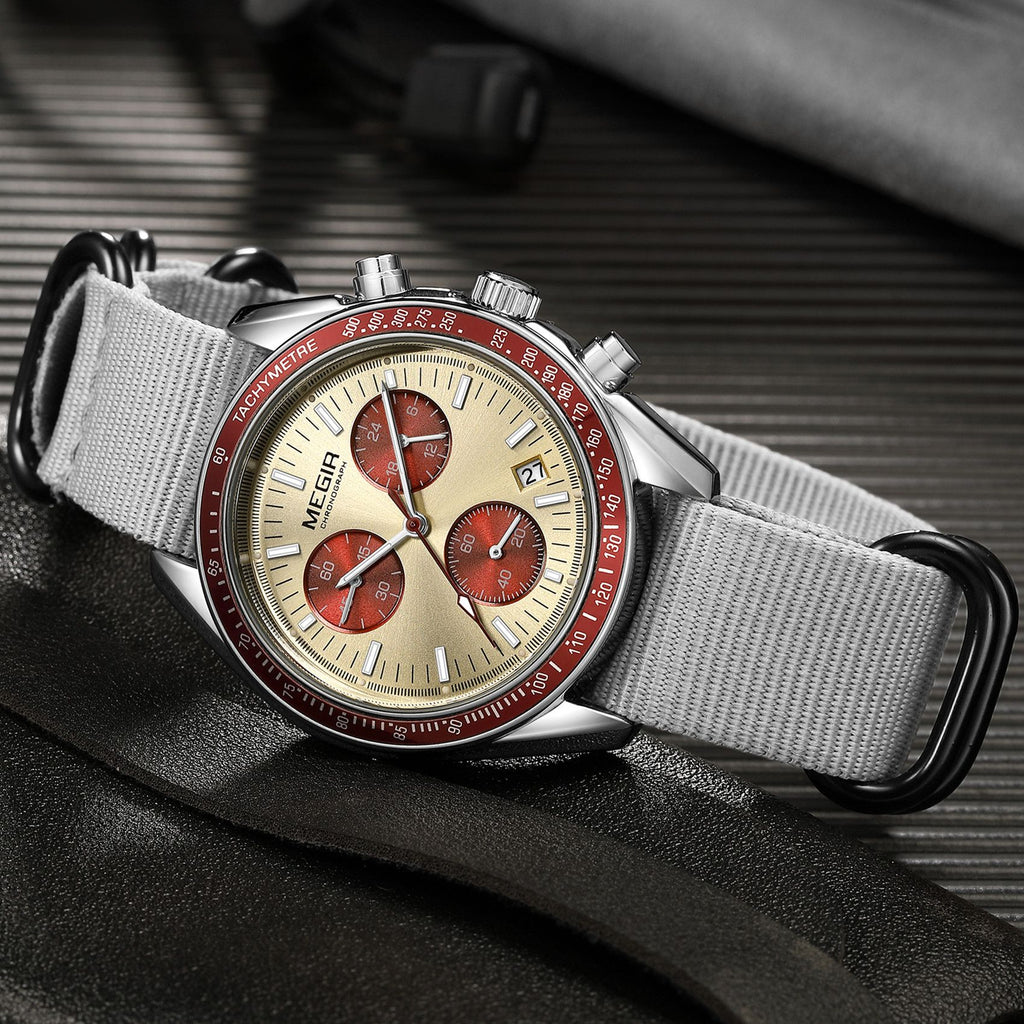 MEGIR Fashion Brand Men Wristwatches Military Sport Watches Canvas Strap Waterproof Chronograph Clock Gift for Men Montre Homme 2247-11