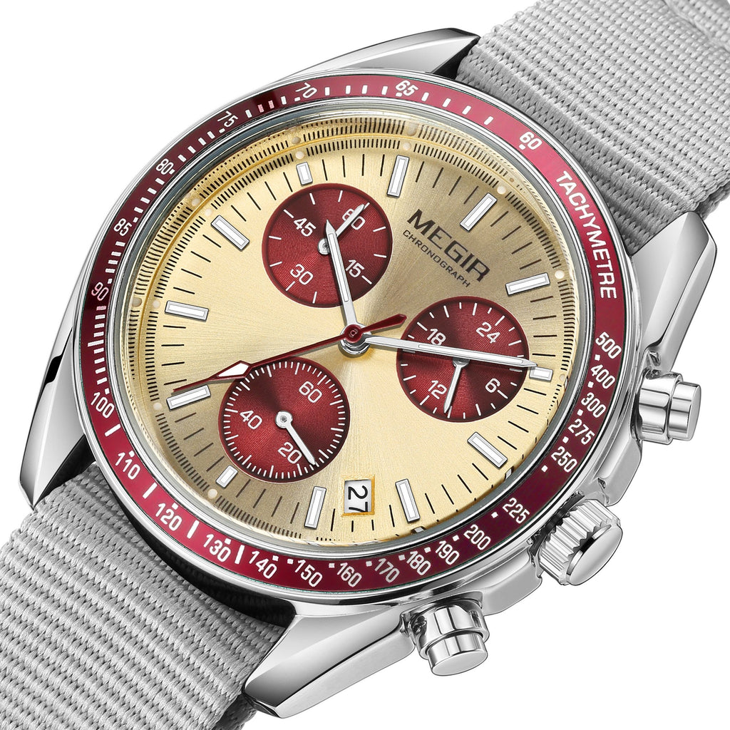 MEGIR Fashion Brand Men Wristwatches Military Sport Watches Canvas Strap Waterproof Chronograph Clock Gift for Men Montre Homme 2247-15