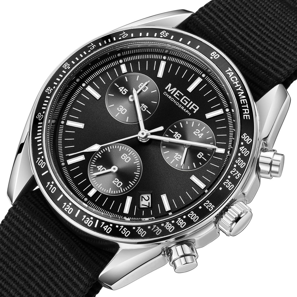 MEGIR Fashion Brand Men Wristwatches Military Sport Watches Canvas Strap Waterproof Chronograph Clock Gift for Men Montre Homme 2247-16