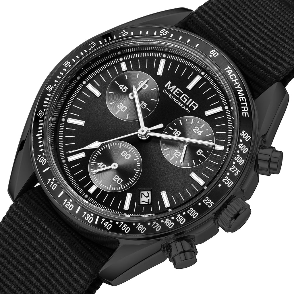 MEGIR Fashion Brand Men Wristwatches Military Sport Watches Canvas Strap Waterproof Chronograph Clock Gift for Men Montre Homme 2247-17