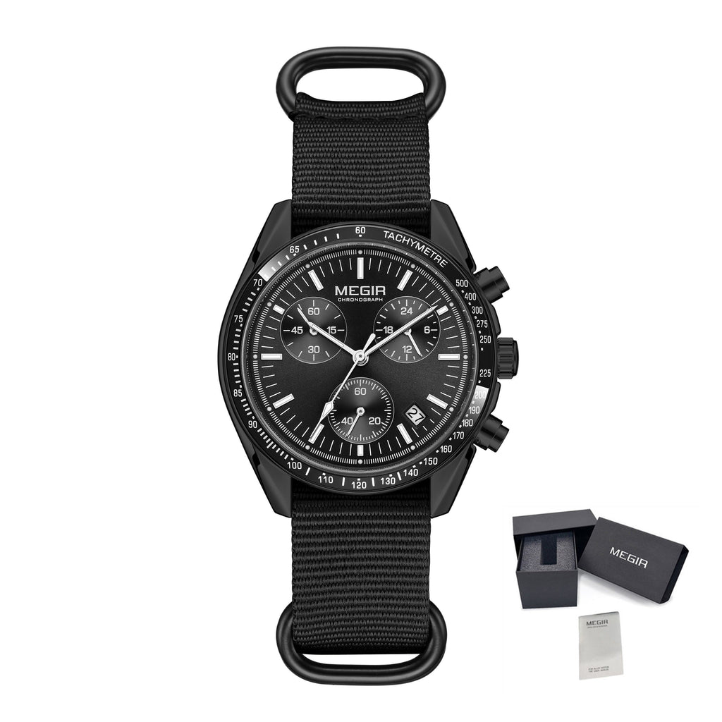 MEGIR Fashion Brand Men Wristwatches Military Sport Watches Canvas Strap Waterproof Chronograph Clock Gift for Men Montre Homme 2247-19