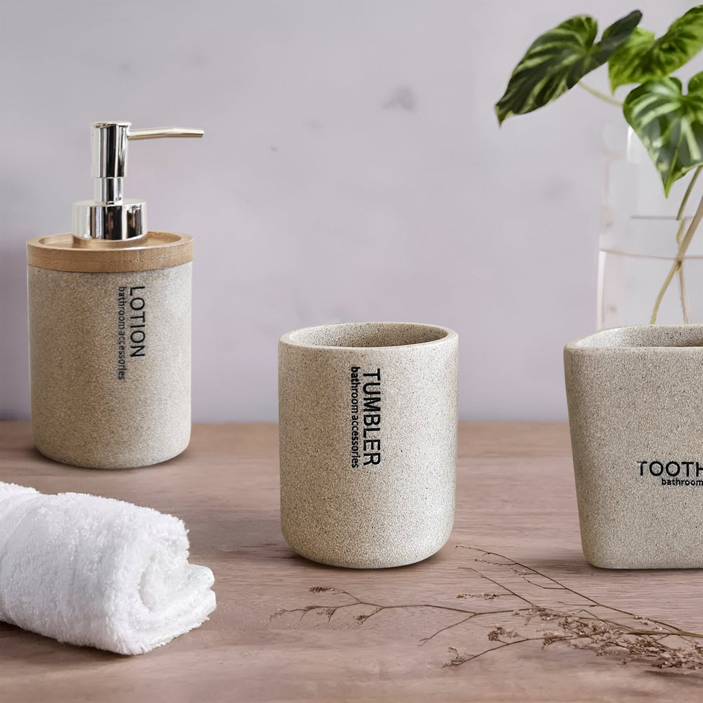 Modern Luxury Stone Effect Resin Bathroom Accessories Set~5468-1