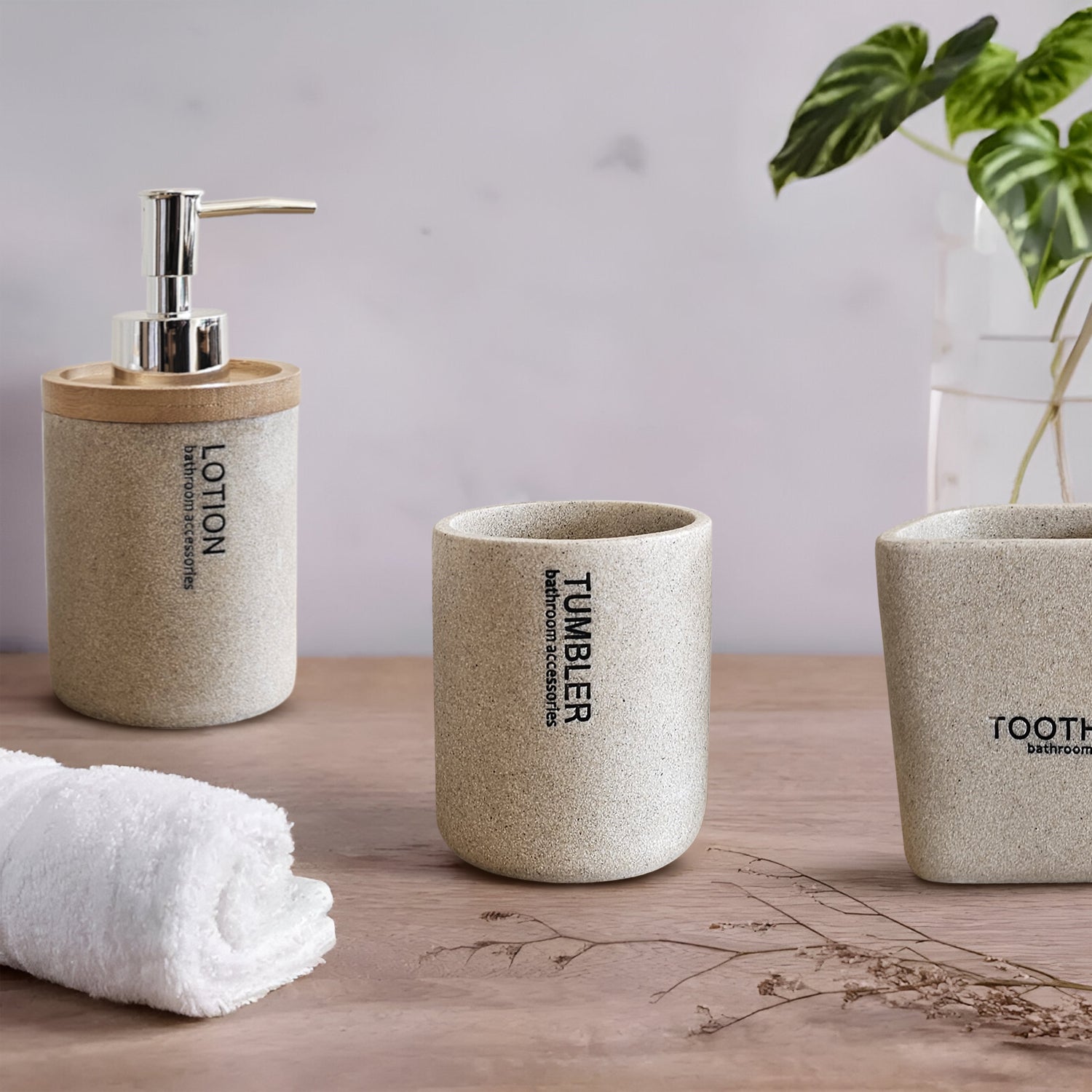 Modern Luxury Stone Effect Resin Bathroom Accessories Set~5468-1