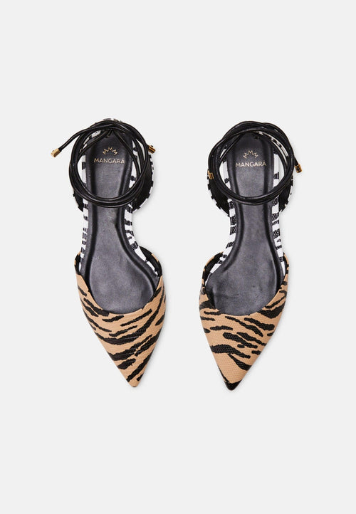 Animal Print Calf Leather Flat Sandals Palmito – Women’s Pointed Toe with Ankle Strap-1